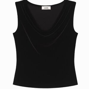 AGB Byer California Black Velvet Sleeveless Top Cowl Neck Size M